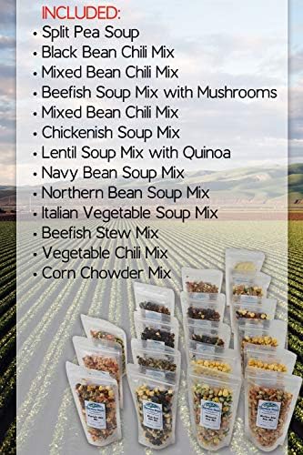 Harmony House Backpacking Soup and Chili Kit (Unseasoned) – 18 Count Variety Pack, Resealable Zip Pouches, For Cooking, Camping