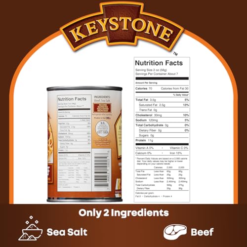 Keystone All Natural Ground Beef 14 Ounce Long Term Emergency Survival Food Canned Meat | Fully Cooked Ready to Eat | Gluten Free Family Pack of 1