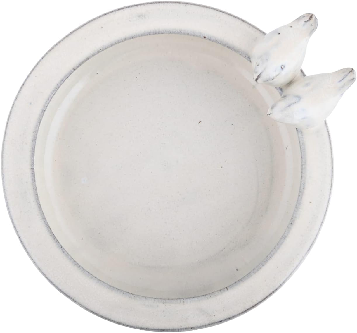 Esschert Design FB423 Bath on Pedestal with Bird, Ceramic, White