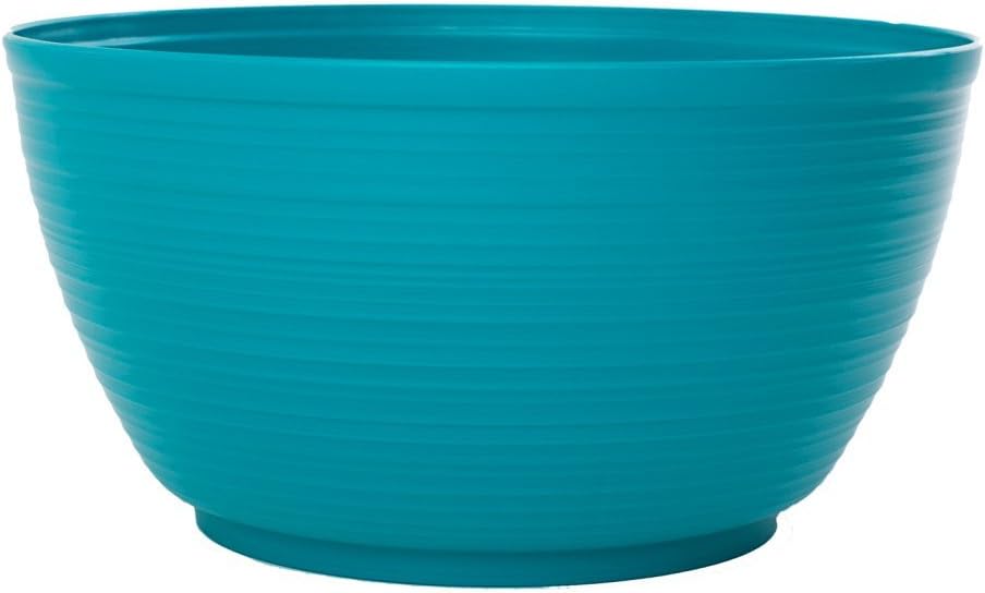 Bloem Willow 12" Plastic Plant Bowl, Deep Round Garden Pot, Peppercorn | Sealed plant bowl with knockout drainage, perfect for displaying herbs and succulents on indoor and outdoor surfaces.