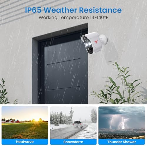 1080P Wireless Security Camera Outdoor, Battery Powered, AI Human Detection, Color Night Vision, 2-Way Audio, IP65 Waterproof, 2.4G Wi-Fi, Cloud Storage (2 Spotlights)