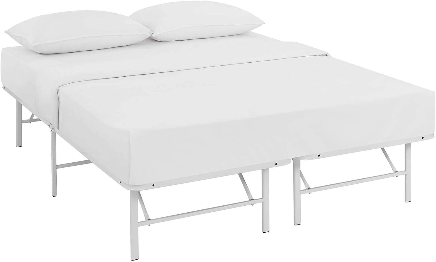 Modway Horizon Queen Bed Frame In Gray - Replaces Box Spring - Folding Metal Mattress Bed Frame