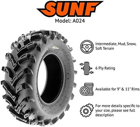 SunF Set 2 ATV Tires 22x11-9 Muddy 22x11x9 Dirt Mud 6 PR A024