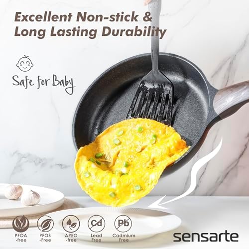 SENSARTE Ceramic Cookware Sets, Pots and Pans Set Non stick, Non toxic Healthy Induction Cookware, 26 Pcs Nonstick Kitchen Cooking Set, w/Frying Pans Set, Saucepans Set