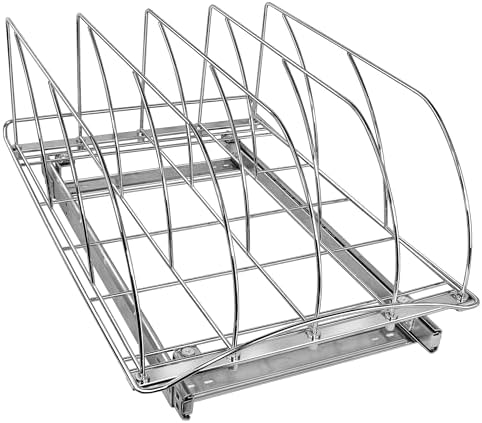 LYNK PROFESSIONAL® Pull Out Cookie Sheet Organizer for Cabinet – Baking Sheet Organizer – Sheet Pan Organizer - Lifetime Ltd. Warranty – 10” x 21” Deep Inside Cabinet, Chrome
