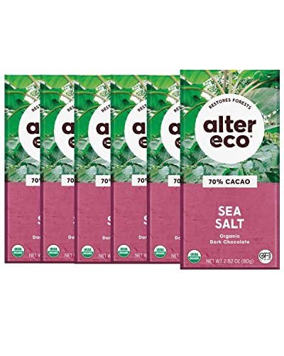 Alter Eco | Dark Chocolate Bars | Pure Dark Cocoa, Fair Trade, Organic, Non-GMO, Gluten Free (12-Pack Dark Sea Salt)