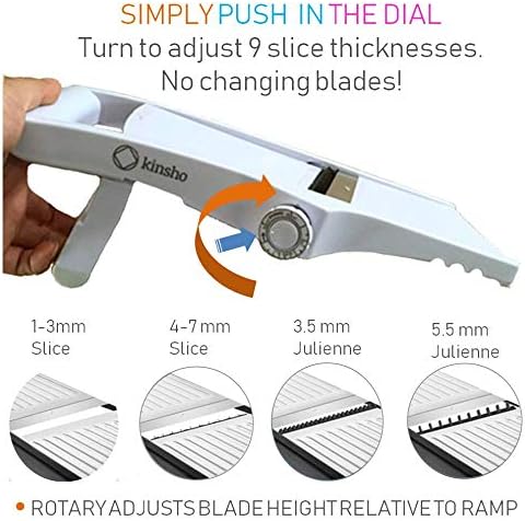 Mandolin Slicer Adjustable Mandoline | Best Hand-Held Cutter for Vegetable Potato Zucchini Food | Professional Steel Blade - Safe Finger Guard