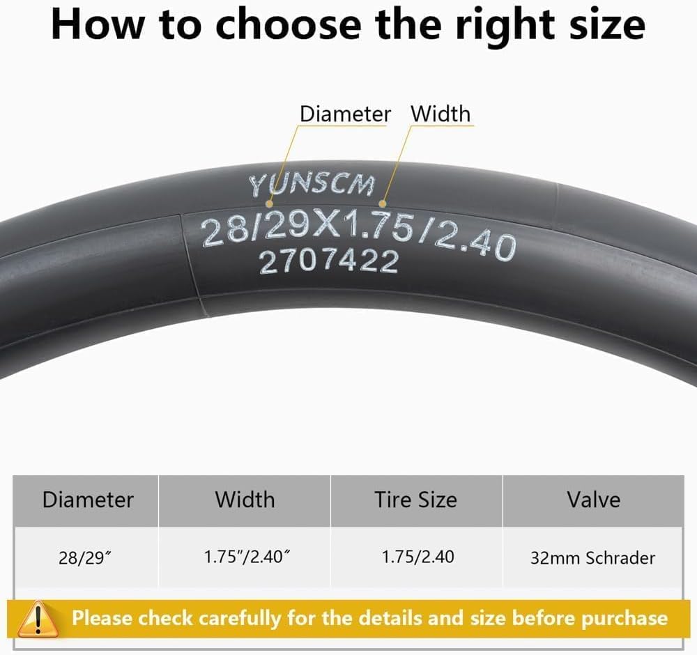 YUNSCM 29" Heavy Duty Bike Tubes 29x1.75/2.40 29 inch Bicycle Tubes for 28/29x1.75/1.95/2.0/2.1/2.125/2.25/2.3/2.40 MTB, Gravel