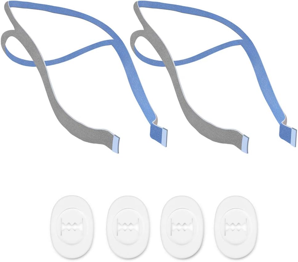 Iduola Replacement Headgear Straps for ResMed Airfit P10 Nasal Pillow Mask Holder Included 2 Super Elastic Straps & 4 Adjustment Clips