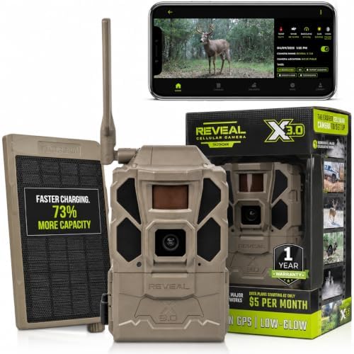 TACTACAM Reveal X 3.0 Cellular Trail Camera Reveal Solar Panel | Night Vision, 4K photo, 1080p video, auto-connect multi-carrier LTE