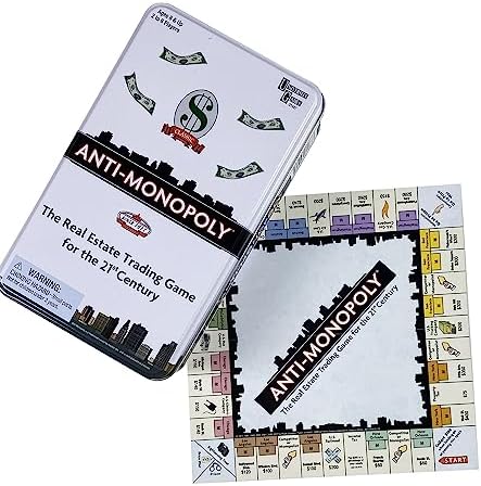 Anti-Monopoly Game Tin Travel by University Games |The Real Estate Trading Game for the 21st Century | Fun