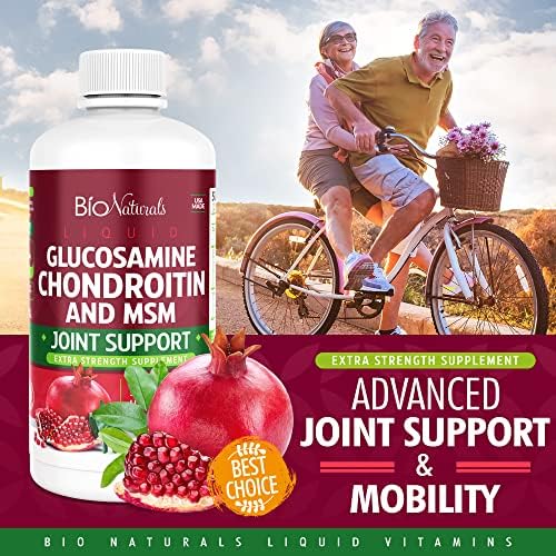 Liquid Glucosamine Chondroitin MSM Pharmaceutical Grade Supplement with Hyaluronic Acid – Maximum Strength Joint Support - 32 fl oz