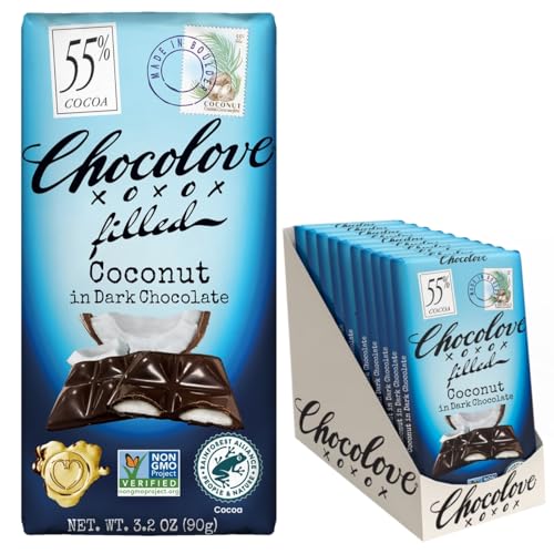 Chocolove Salted Caramel Chocolate Bars | 55% Cocoa | Silky Caramel with a Hint of Salt | Made with Premium Chocolate | Non-GMO, & Gluten-Free, 3.2 oz Bar (10 Pack)