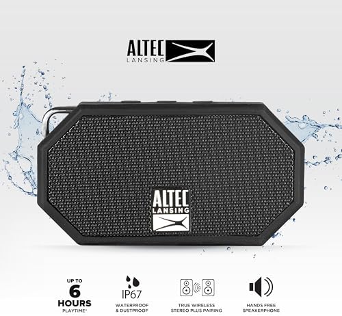 Altec Lansing Mini H2O - Waterproof Bluetooth Speaker, IP67 Certified & Floats in Water, Compact & Portable Speaker for Hiking, Camping, Pool, and Beach