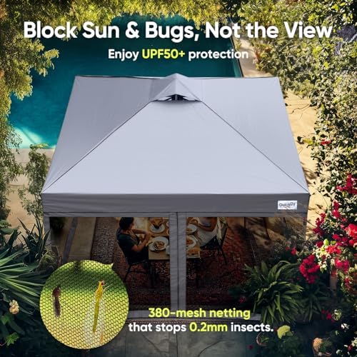 Quictent 10'x10' Pop up Screened Canopy Tent with Mosquito Netting | Portable Easy up Outdoor Screen House Shelter for Patio, Camping and Picnic, Includes Wheeled Carry Bag