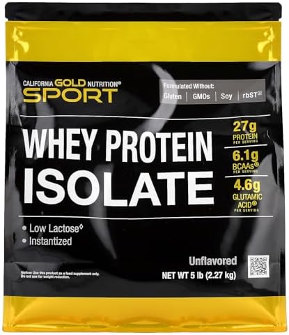 California Gold Nutrition Sport, Whey Protein Isolate, Unflavored, 5 lb (2.27 kg)