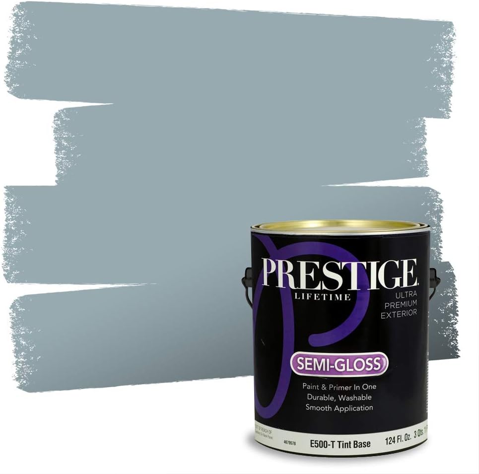 PRESTIGE Paints E100-T-SW6241 Exterior Paint and Primer in One, 1-Gallon, Flat, Comparable Match of Sherwin Williams Aleutian, 1 Gallon, SW18-Aleutian