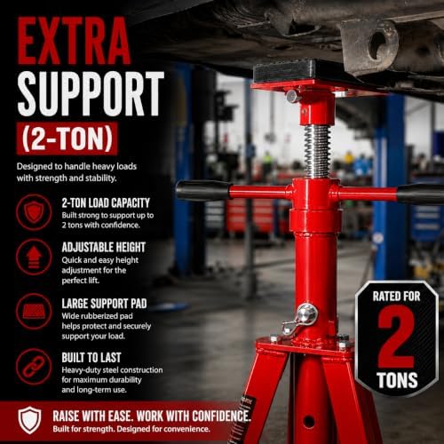 Stark USA Underhoist Tripod Stand 2 Ton Capacity High Lift Jack Stand Reach Under Hoist Stand High-Position Lift Range 4,000lbs Capacity, Red