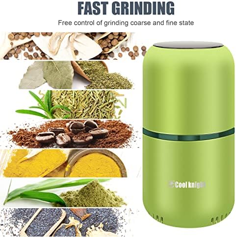 COOL KNIGHT Herb Grinder [large capacity/fast/Electric ]-Spice Herb Coffee Grinder with Pollen Catcher/- 7.5" (Black)