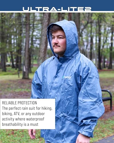 FROGG TOGGS Men's Ultra-lite2 2-Layer Waterproof Breathable Rain Jacket | Sealed seams, adjustable hood, storm flap, zippered chest pocket