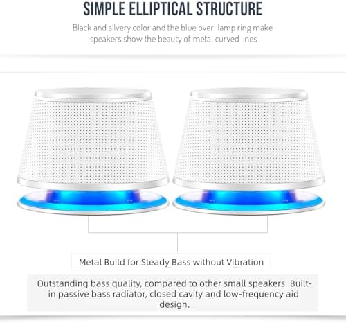 Sanyun SW102 Computer Speakers for Desktop PC Laptop, 2.0 USB Powered | Dual Passive Radiators, Punchy Bass, 3.5mm AUX for Audio, In-Line Volume Control, Plug and Play, Space-Saving (Pair, Black)