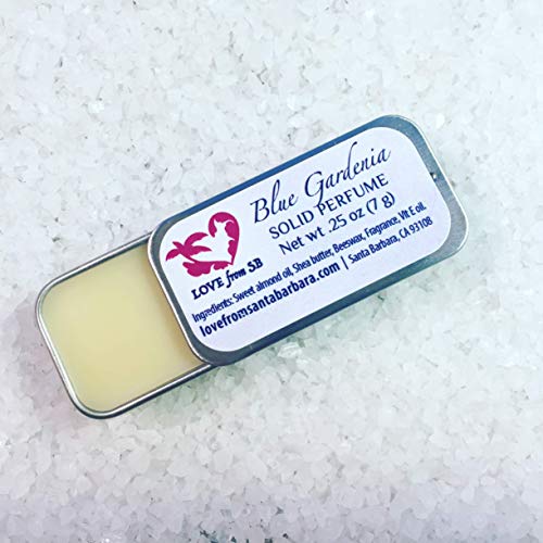 Compact Personal Blue Gardenia Solid Perfume | Luxurious Artisan Spa Gift for Her | Escape to the Islands | Convenient