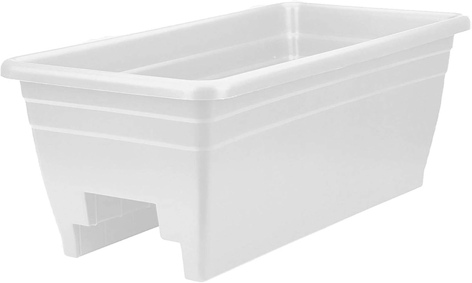 The HC Companies 24 Inch Heavy Duty Deck Rail Planter Boxes, White, 4-Pack