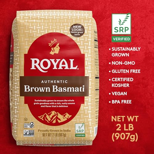 Royal Brown Basmati Rice - Authentic Long Grain Rice - 10 lb Bag | Perfect for Biryanis, Pilafs & Curries - Cook in Microwave or on Stove Top