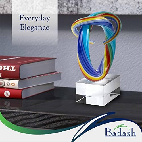 Badash Rainbow Murano-Style Art Glass Sculpture Centerpiece, 18 Inch | Murano-style art glass sculpture for tabletop decor, living rooms, offices, shelves, console tables and gifts