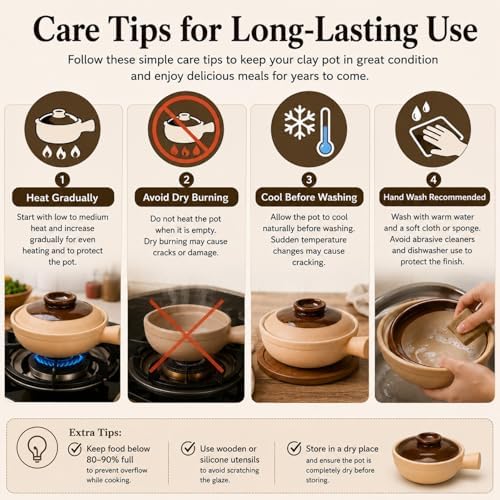 XICHENGSHIDAI Clay Pot for Cooking with Lid and Handle, 1 Qt / 1000ml Ceramic Claypot Rice Pot, Heat-Retaining Asian Casserole Stew Pot for Gas Stove