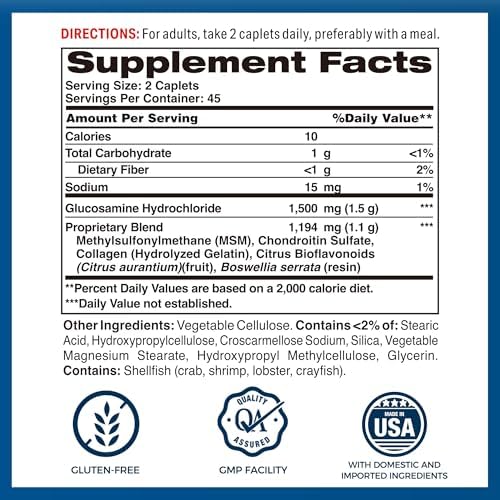 Vitamin World Triple Strength Joint Mover, Glucosamine Chondroitin with MSM | Joint Support Supplement, Collagen & Boswellia Serrata Extract, Support Joint Strength, Comfort & Flexibility, 270 Caplets
