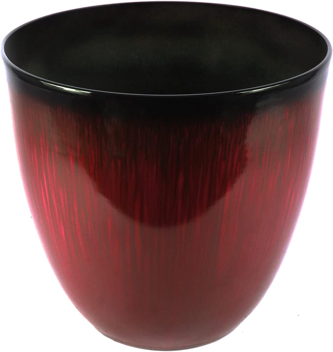 (EPR15-206) Large Egg Shaped Planter - Modern Indoor & Outdoor Decorative Flower Pot/Box (15 Inch, Red Flower)