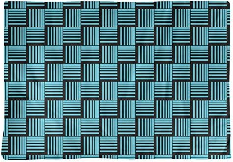 Dana Strider Black Contrast Basketweave Stripes Table Placemat, 18 x 14, Teal