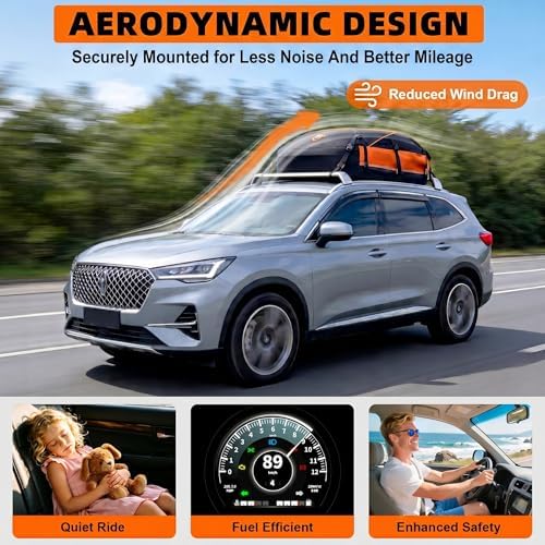 Sailnovo Aerodynamic Rooftop Cargo Carrier Bag, 20 Cubic Feet Waterproof | Fit Most Vehicles with/Without Rack, Hold Luggage for 4-6, Include Anti-Slip Mat, Storage Bag, Reinforced Straps & Lock