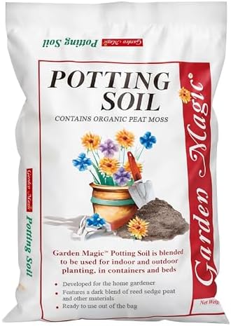 Michigan Peat 20 Pound Bag of Garden Magic General Purpose Moisture Retaining Potting Soil Mix for Indoor and Outdoor Planting