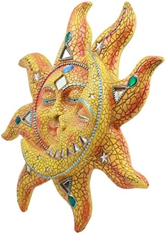 Ebros Colorful Celestial Heavens Mosaic Sun and Moon Wall Decor Plaque 12"Tall Day Surrendering Unto Night Belenos God And Goddess Selene Hanging