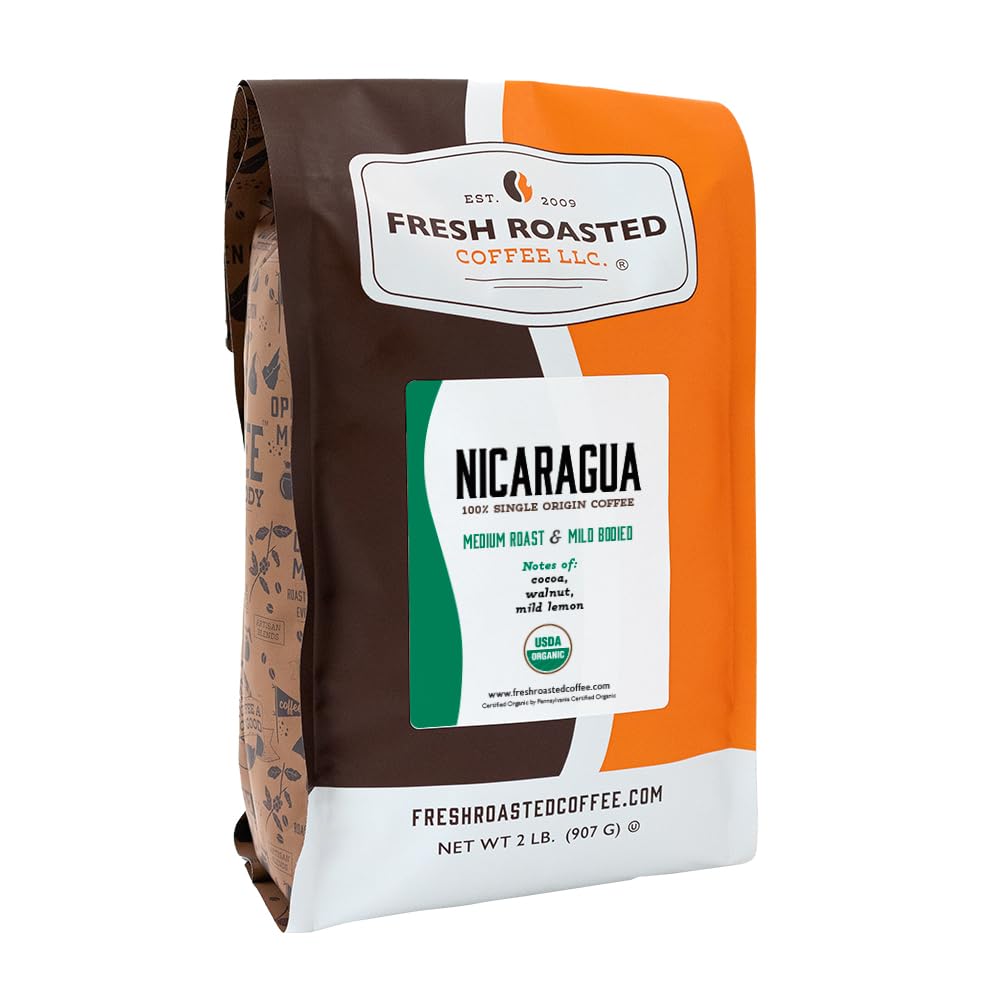 Fresh Roasted Coffee, Dark Brazil Whole Bean Coffee, Med-Dark Roast, Kosher, 5 lb (80 oz)