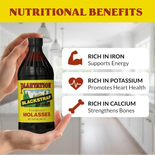 Plantation Blackstrap Molasses 15 oz – Unsulphured Blackstrap Molasses, Rich Natural Sweetener for Baking, BBQ, Baked Beans, Gingerbread & Beverages