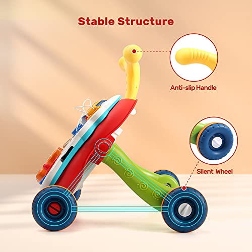 CUTE STONE Sit to Stand Learning Walker, 2 in 1 Baby Push Walker, Early Educational Child Activity Center, Multifunctional Removable Play Panel