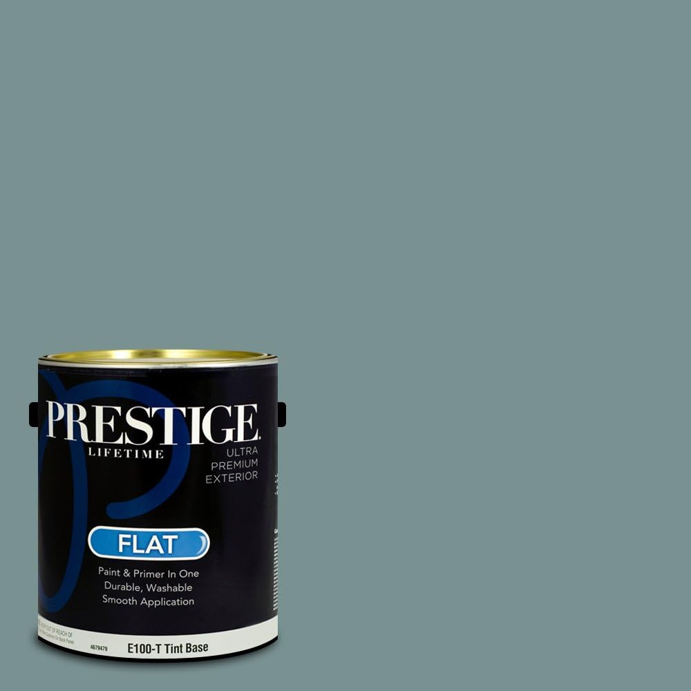 PRESTIGE Paints E100-T-SW6241 Exterior Paint and Primer in One, 1-Gallon, Flat, Comparable Match of Sherwin Williams Aleutian, 1 Gallon, SW18-Aleutian