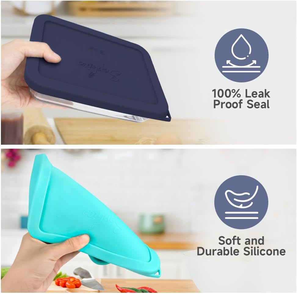 SOPHICO 3 Cup Rectangle Silicone Replacement Lids for Pyrex 7210-PC Glass