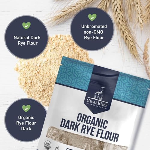 Great River Milling Organic Dark Rye Flour, Whole Grain, 25 lb