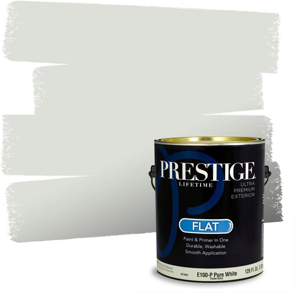 PRESTIGE Paints Exterior Paint and Primer In One, 1-Gallon, Flat, Comparable Match of Sherwin Williams* Coastal Plain*