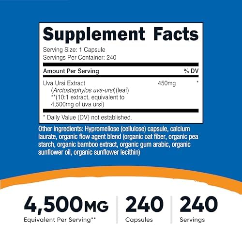 Nutricost Uva Ursi Extract 240 Capsules for 240 Servings Per Bottle