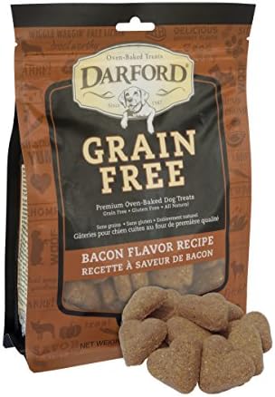 Darford Grain Free Dog Treats – Bacon Recipe – 12 oz Bag – All Natural Baked Dog Biscuits with Real Meat – No Corn, Soy