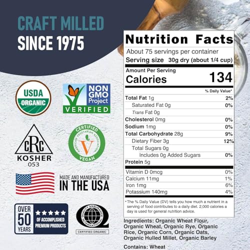 Great River Milling Organic 7 Grain Bread Flour, 25 lb