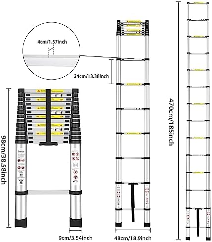 Yami 8.5FT Telescoping Ladders, EN131 Standards Aluminum Extension Ladder