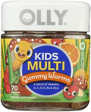 OLLY Kids Multivitamin Gummy Worms, Overall Health and Immune Support, Vitamins and Minerals A, C, D, E, Bs and Zinc, Chewable Supplement