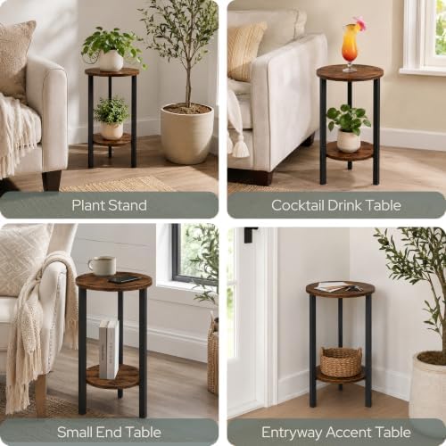 Convenience Concepts Graystone 24 inch 2 Tier Plant Stand - Industrial Stand for Plants, Vases, and Antiques, Urban Modern Design for The Living Room