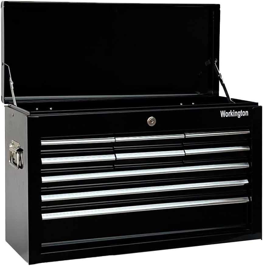 Workington Portable Metal Tool Chest with 9 Drawers, 24" 9-Drawer Tool Chest Cabinet with Ball Bearing Drawer Slides